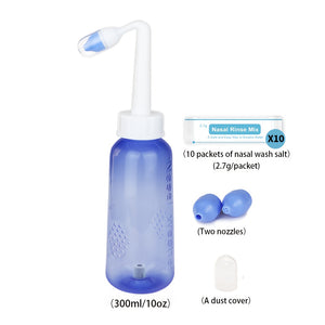 300ml BPA-Free Nasal Irrigation System - 10oz Nasal Wash Bottle with Nasal Wash Salt Packets