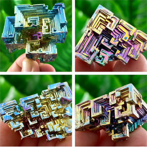 Bismuth Crystal Mineral Specimen Irregular Healing Stone Rainbow Aura Quartz Cluster Collection Therapy Energy Wicca Decoration