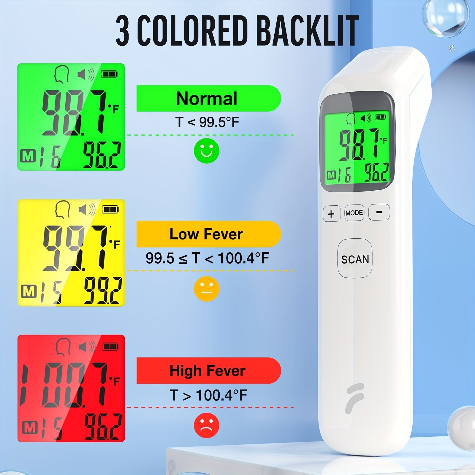 Thermometer for Adults, Fever Alert and 32 Set Memory Recall, No-Touch Forehead Thermometer with Object Mode Function, Instant Accurate Reading Digital Thermometer for Use