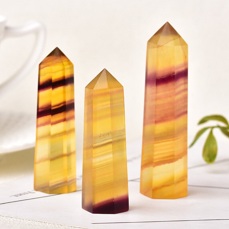 1PC natural yellow Fluorite Crystal Point mineral decoration healing Obelisk stick home decoration study decoration DIY gift