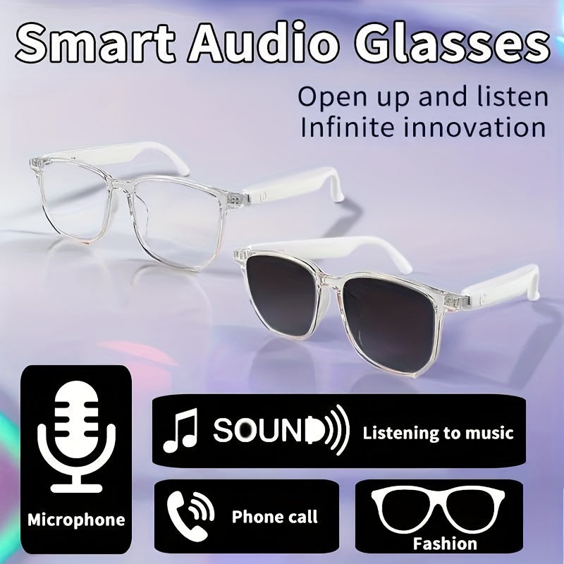 Smart Glasses, Touch Control, Built-in Microphone, High Resolution Audio, Wireless, Rechargeable Battery, Anti-Blue Light, Great for Office, Outdoor, Sports, Driving, Music Playback, Hands-Free Phone Calls - Ideal Holiday Gifts