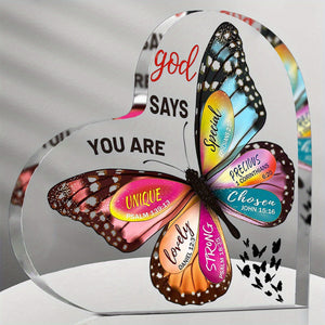 1pc, Christian Gifts For Women Faith Inspirational Gifts For Mom, Acrylic Religious Desk Decor Bible Verse Gift Butterfly Scripture Gifts, Motivational Gift For Mother Sister Friends, Halloween gifts, Thanksgiving gifts, Christmas gifts