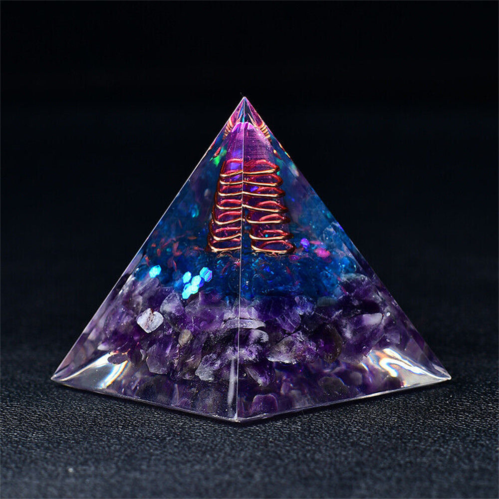 Energy Generator Amethyst Orgone Pyramid EMF Protection Quartz Reiki Meditation