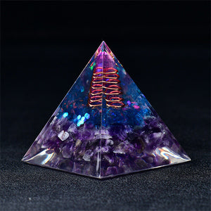 Energy Generator Amethyst Orgone Pyramid EMF Protection Quartz Reiki Meditation