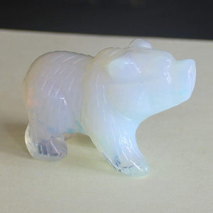 2'' Hand Carved Mixed Gemstone Crystal Bear Figurine Animal Carving