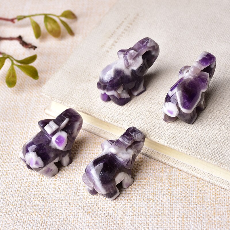 1PC Natural Crystal Dream Amethys Elephant Amethyst Animals Figurine Stone Crafts Small Decoration Home Decor Christmas Present