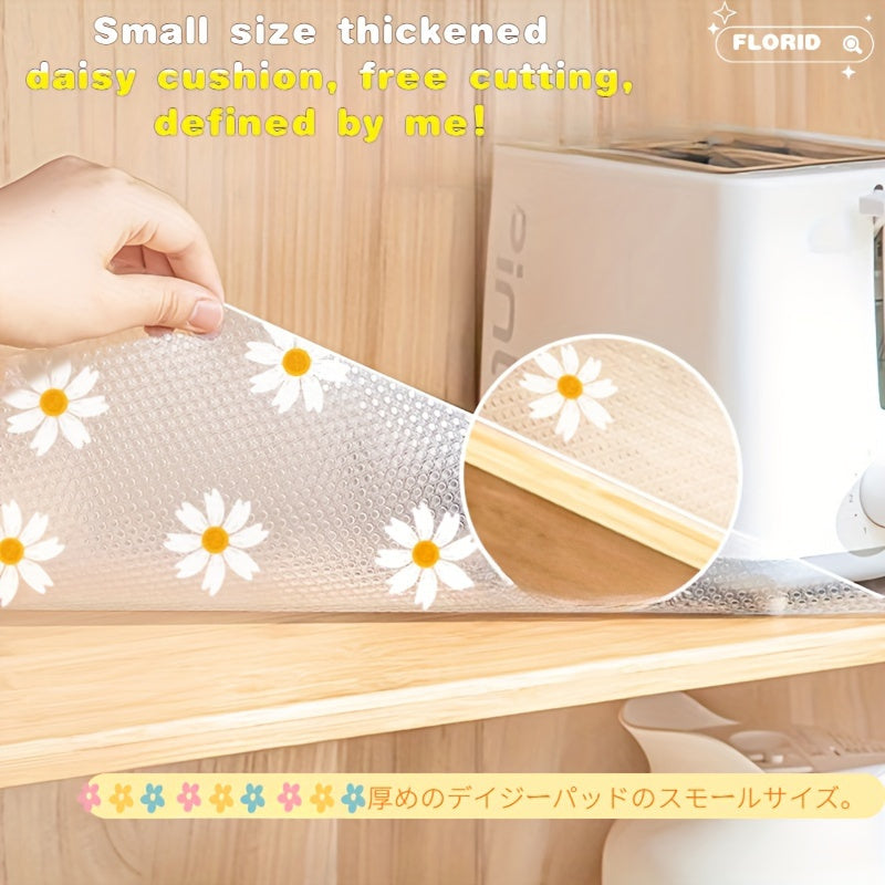 EVA Non-Slip Daisy Pattern Drawer Liner Sheets - Plastic Anti-Moisture Shelf Liner for Kitchen Cabinets, Wardrobe, Shoe Organizer - Clear Cu