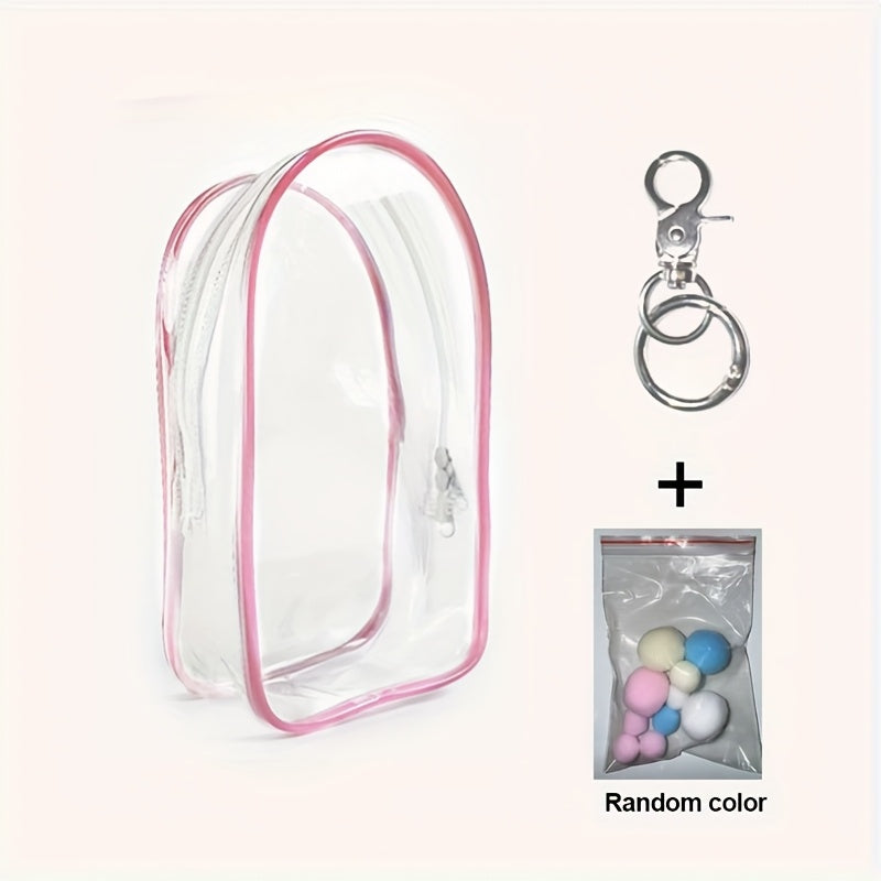 1pc Transparent PVC Doll Protector Case for 6.69" Labubu Plush - Durable Display Organizer with Zipper, Portable Dust Cover for Collectible Toys, Dark Pink/Purple/Yellow/White/Black/Green, Toy Storage, Clear Visibility Construction