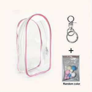 1pc Transparent PVC Doll Protector Case for 6.69" Labubu Plush - Durable Display Organizer with Zipper, Portable Dust Cover for Collectible Toys, Dark Pink/Purple/Yellow/White/Black/Green, Toy Storage, Clear Visibility Construction