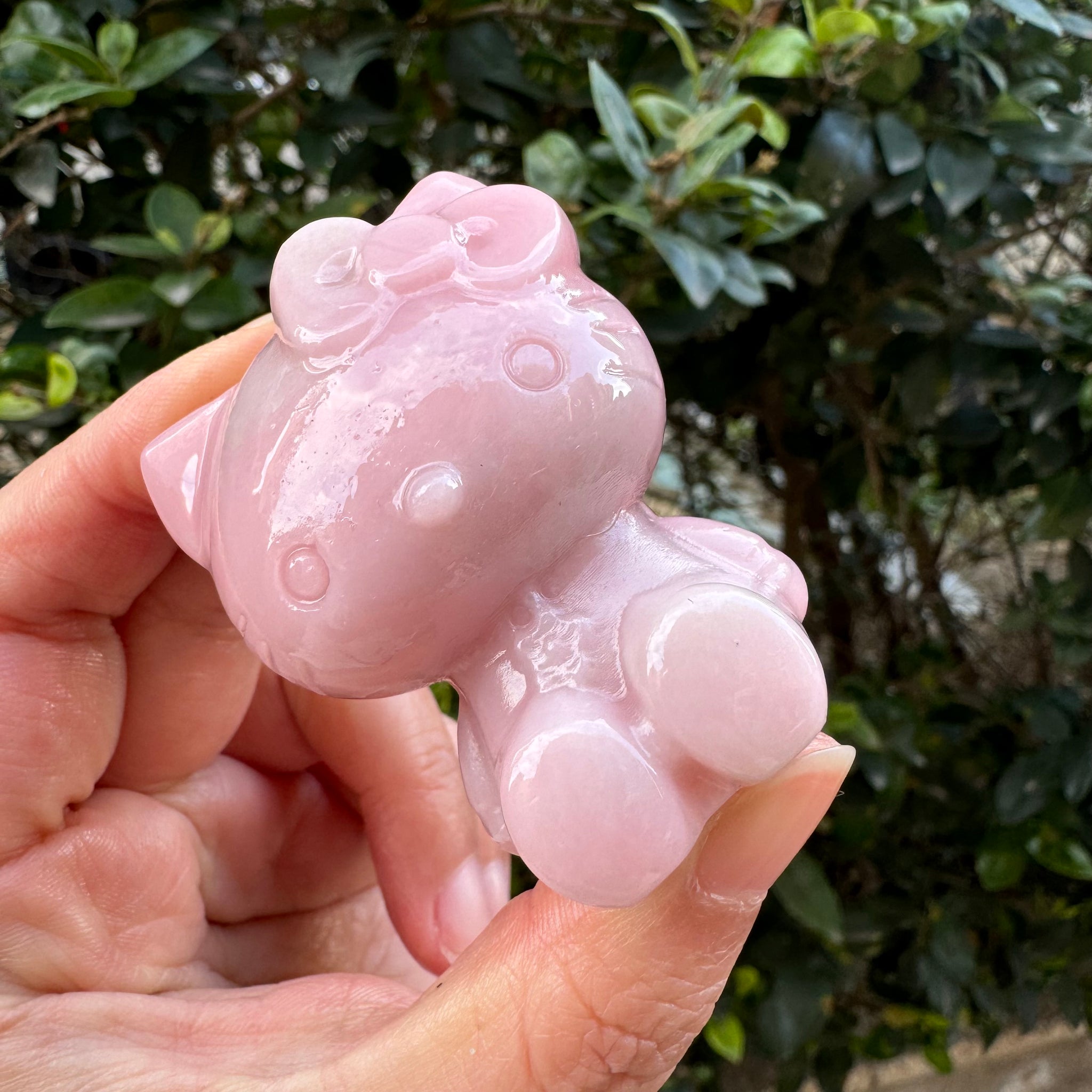 Hand Carved Pink Opal Hello Kitty Crystal Hello Kitty