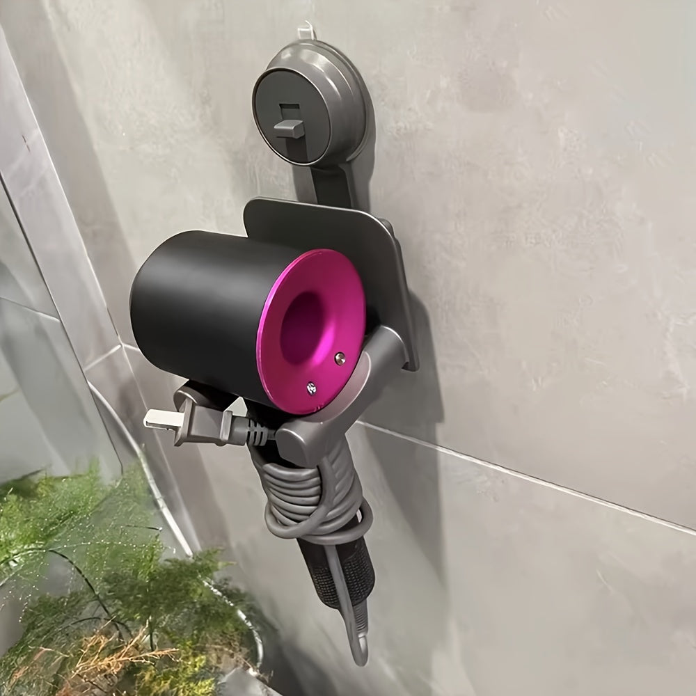 Musurjoy Suction Cup Hair Dryer Holder - Space Aluminum, No Drilling Wall Hanging, Suitable for Bathroom, Bedroom and Living Room, Bathroom