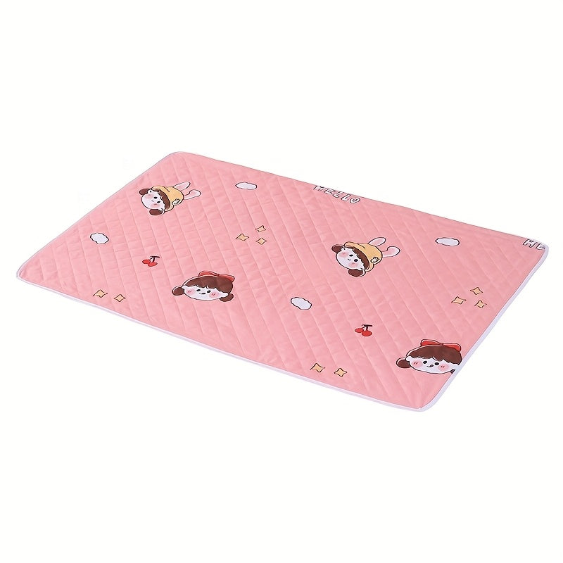 1pc Reusable Diaper Bed Pad, High Absorbency Polyester Protective Mat, Breathable Washable Leak-Proof Cover for Youngsters, Adults, Elderly, Menstrual, Sofa - Bright Pink