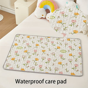 1pc Thick Care Pad - Dual-Sided Leak Bed Protector with Floral Design, Reusable Incontinence & Period Pad for Bed, Couch, Nursery - Absorbs Spills, Urine, Menstrual Flow, Bed Protection Pad | Decorative Bed Mat | Durable Material, Mattress Protector