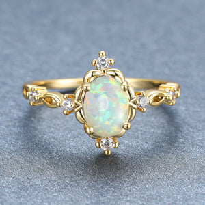 White Opal Oval Stone Engagement Rings Lovely Women's Rings Charming Women's Wedding Rings