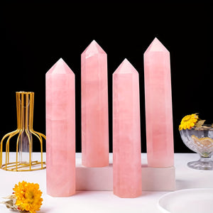 [Rose Quartz Crystal Tower] Natural Rose Quartz Obelisk - Crystal Tower for Home Decoration, Holiday Party, Valentine's Day Gifts