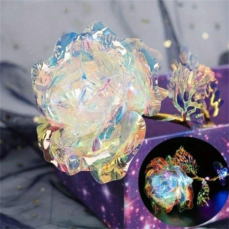 1Pc 24K Colorful Gold Rose, Artificial Flowers, Rainbow Rose Flower, Best Gifts For Mother's Day/Thanksgiving/Valentine's Day/Girl's Birthda