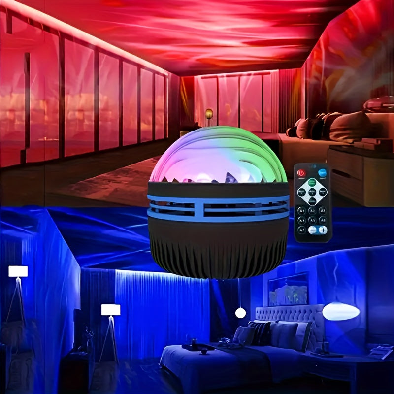 1pc LED Star Projector Ocean Wave And Nebula Night Light Room Rotating Star Projector Light Bedroom Romantic Decor Party Decor.