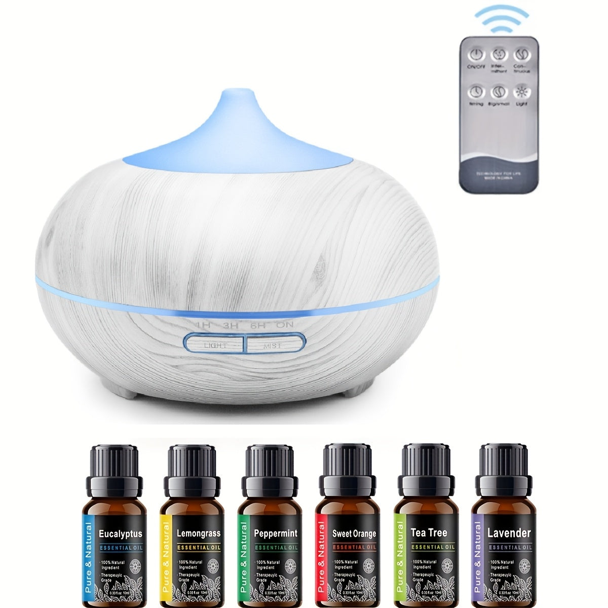 Essential Oil Diffuser 18.6oz, Ultrasonic Aromatherapy Diffuser Mist Humidifiers, Humidifier With 8 Color Lights, 4 Timer Setting, Auto Shut-Off, Office Home Bedroom Living, Large Room