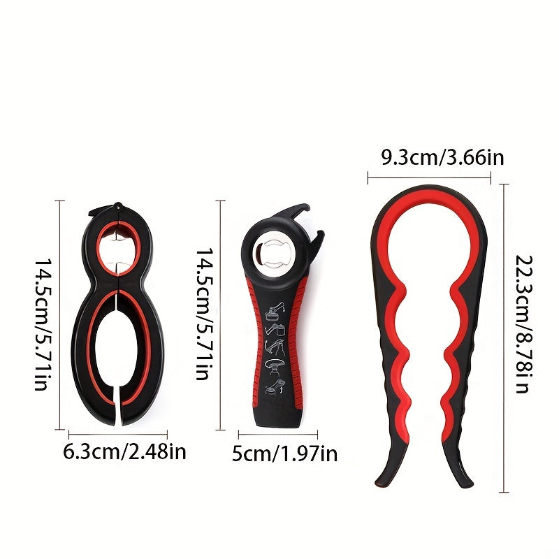 1pc, Bottle Oponer, 5in1 Multi-Function Bottle Jar Opener, Can Container Opener, Twist Anti-Slip Lid Opener Tool, Jar Opener For Weak Hands,