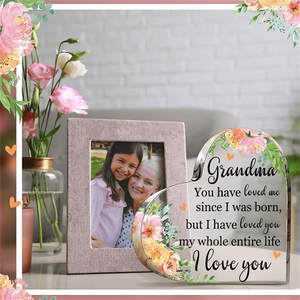 1pc, Grandma Birthday Gifts Grandma Gifts Acrylic Heart Grandma Sign From Granddaughter Grandson Loved Grandma Gifts For Grandparents Day (Watercolor Flower)