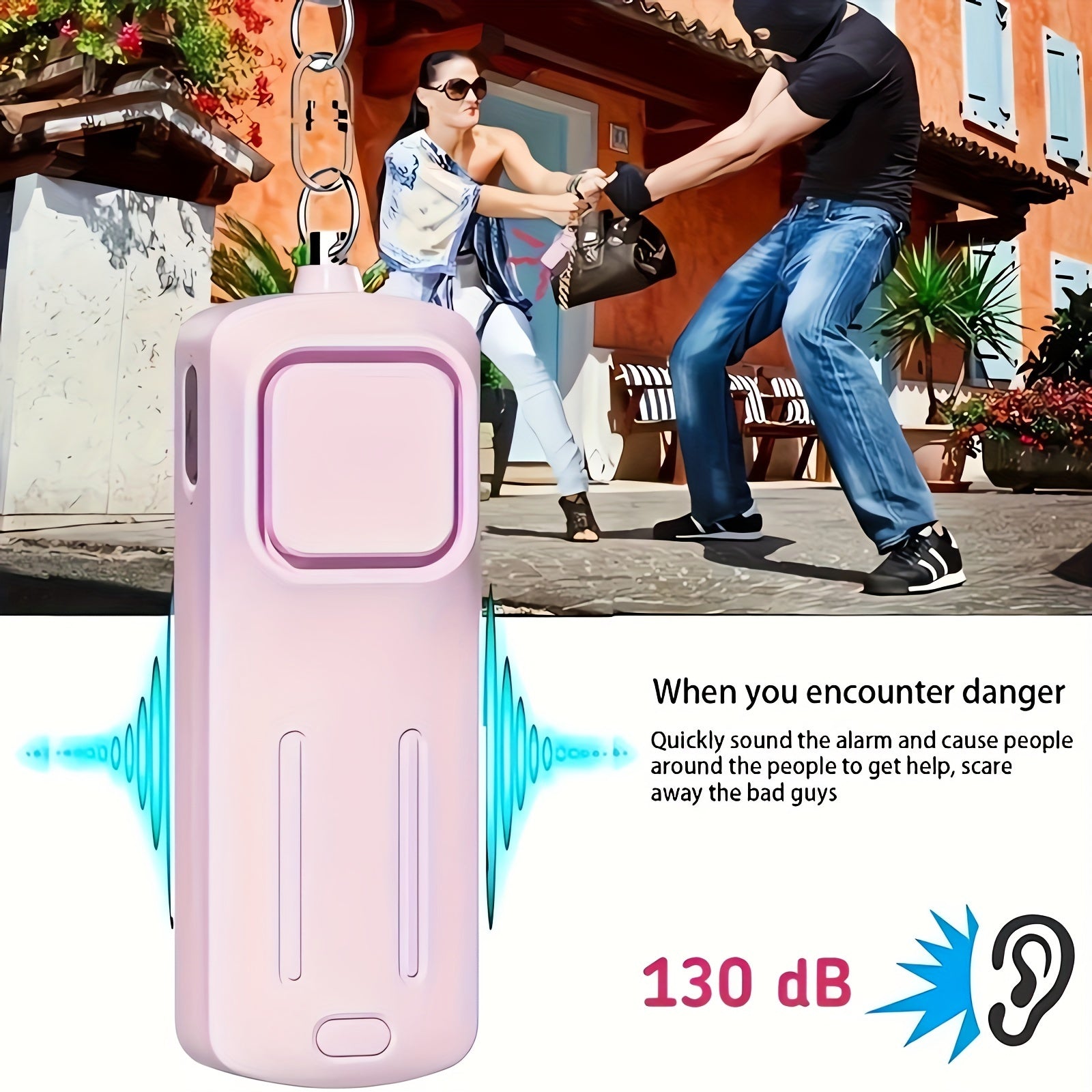 130dB Personal Security Alarm for Women - Pink, Siren with Screaming Feature, Ideal for Safety and Protection, Perfect Holiday Gift