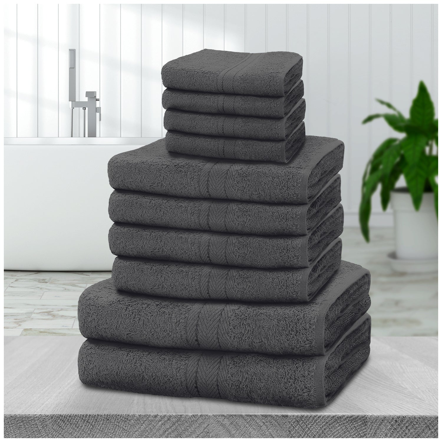 10pcs Towel Bale Set | Luxurious 100% Cotton Towels Family Pack | Quick-Drying, Highly Absorbent & Ultra-Soft Fabric | Includes 4 Face Towels, 4 Hand Towels, 2 Bath Towels | Available in 16 Elegant Colours | Ideal for Home, Gym, Spa, or Beach Use | Durabl