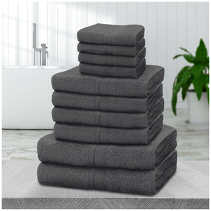 10pcs Towel Bale Set | Luxurious 100% Cotton Towels Family Pack | Quick-Drying, Highly Absorbent & Ultra-Soft Fabric | Includes 4 Face Towels, 4 Hand Towels, 2 Bath Towels | Available in 16 Elegant Colours | Ideal for Home, Gym, Spa, or Beach Use | Durabl