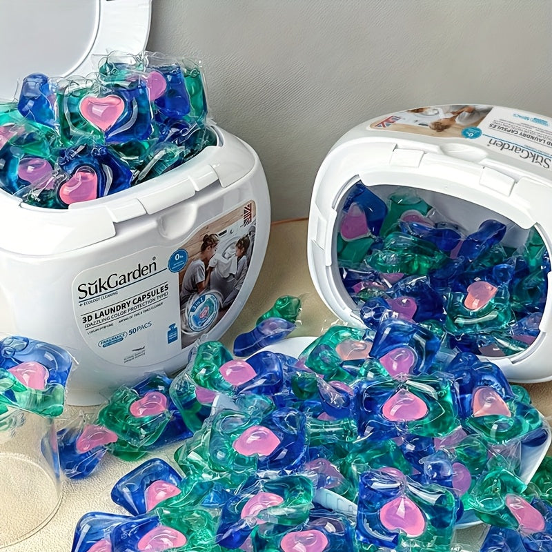50pcs Stik Garden 3-in-1 Laundry Detergent Pods - Multifunctional Capsules for Softness, Long-Lasting Scent & Deep Clean, Bleach-Free, Ideal for Home, Dorm & Travel Use. Easter cleaning gift