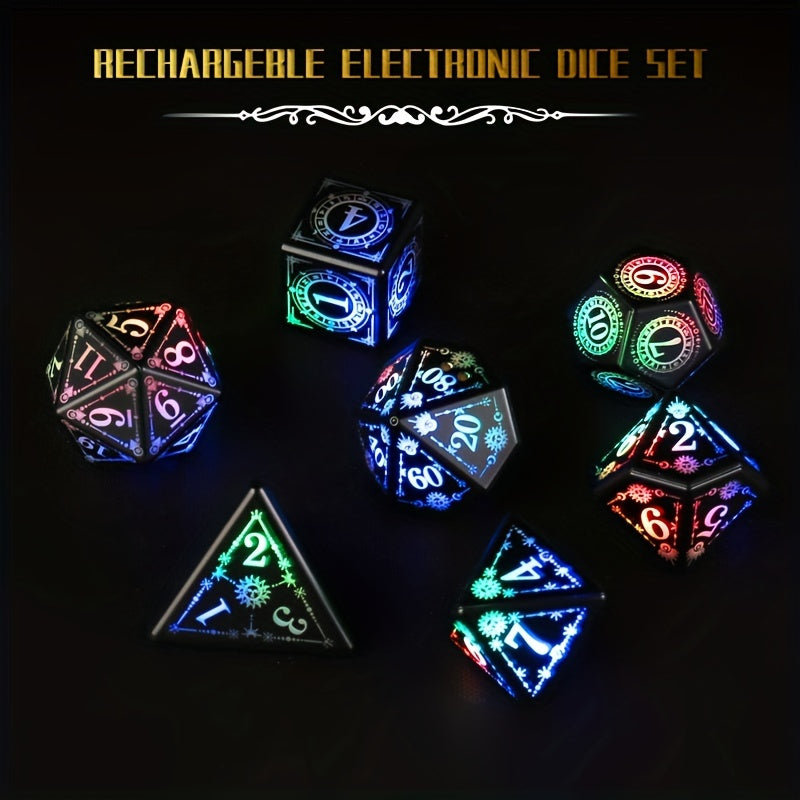 7pcs Rechargeable LED Dice Set - Illuminate Your Board Game Nights!