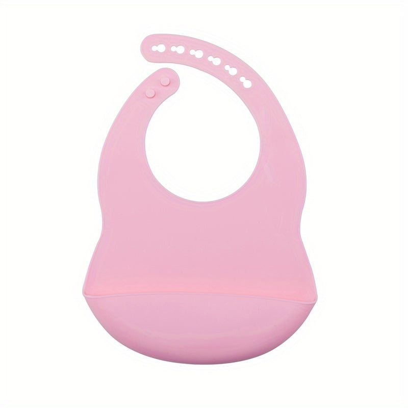 1pc Baby Soft Bib, Simple Plain Color Blank Pattern Adjustable Size Silicone Bib For 1 Year Old + ,Christmas, Halloween, Thanksgiving Day Gi