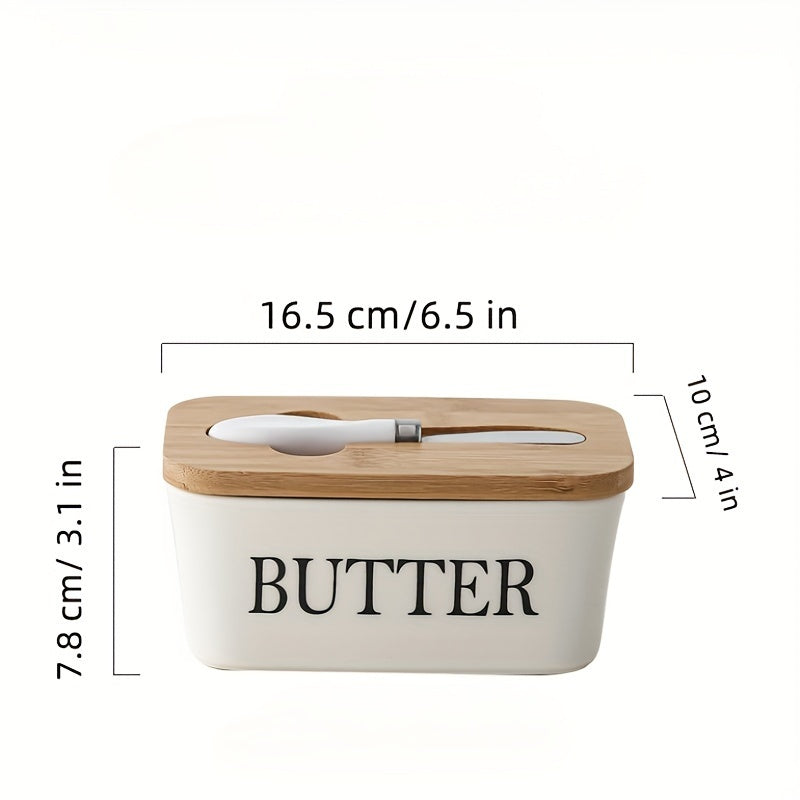 1pc, Large Ceramic Butter Dish With Lid And Knife - Perfect For Kitchen Baking And Gifting - Durable And Easy To Clean for restaurants