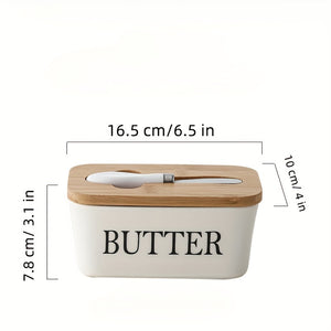 1pc, Large Ceramic Butter Dish With Lid And Knife - Perfect For Kitchen Baking And Gifting - Durable And Easy To Clean for restaurants