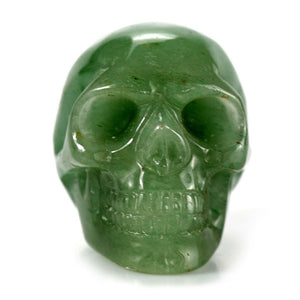 2'' Stone Carved Natural Aventurine Quartz Skull Figurine Reiki Healing Specimen