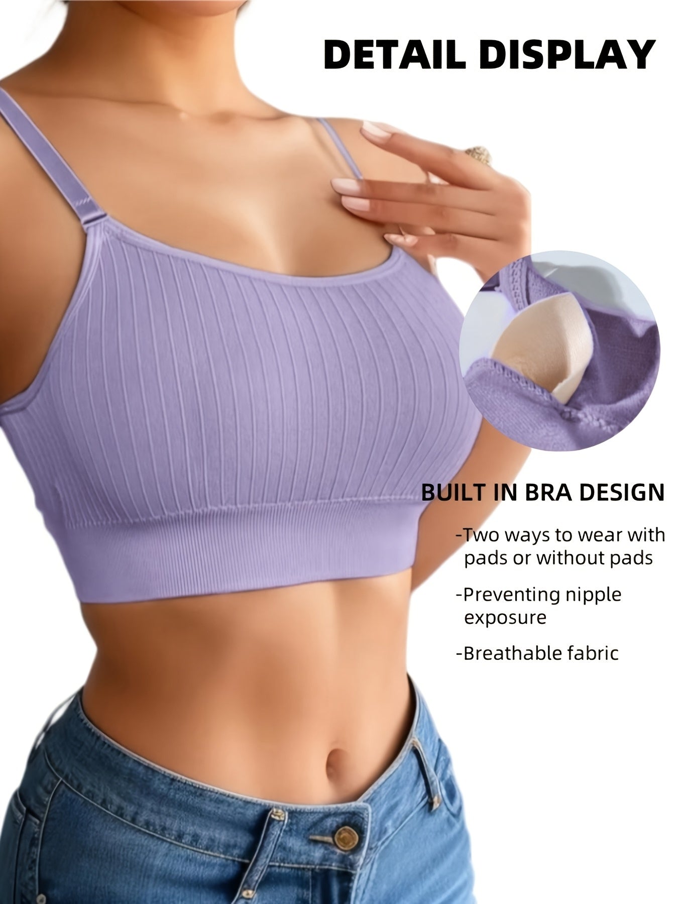 [Seamless Sports Bras] 6pcs Seamless Sports Bras - Breathable, Wire-Free Adjustable Straps & Removable Pads for Yoga & Fitness