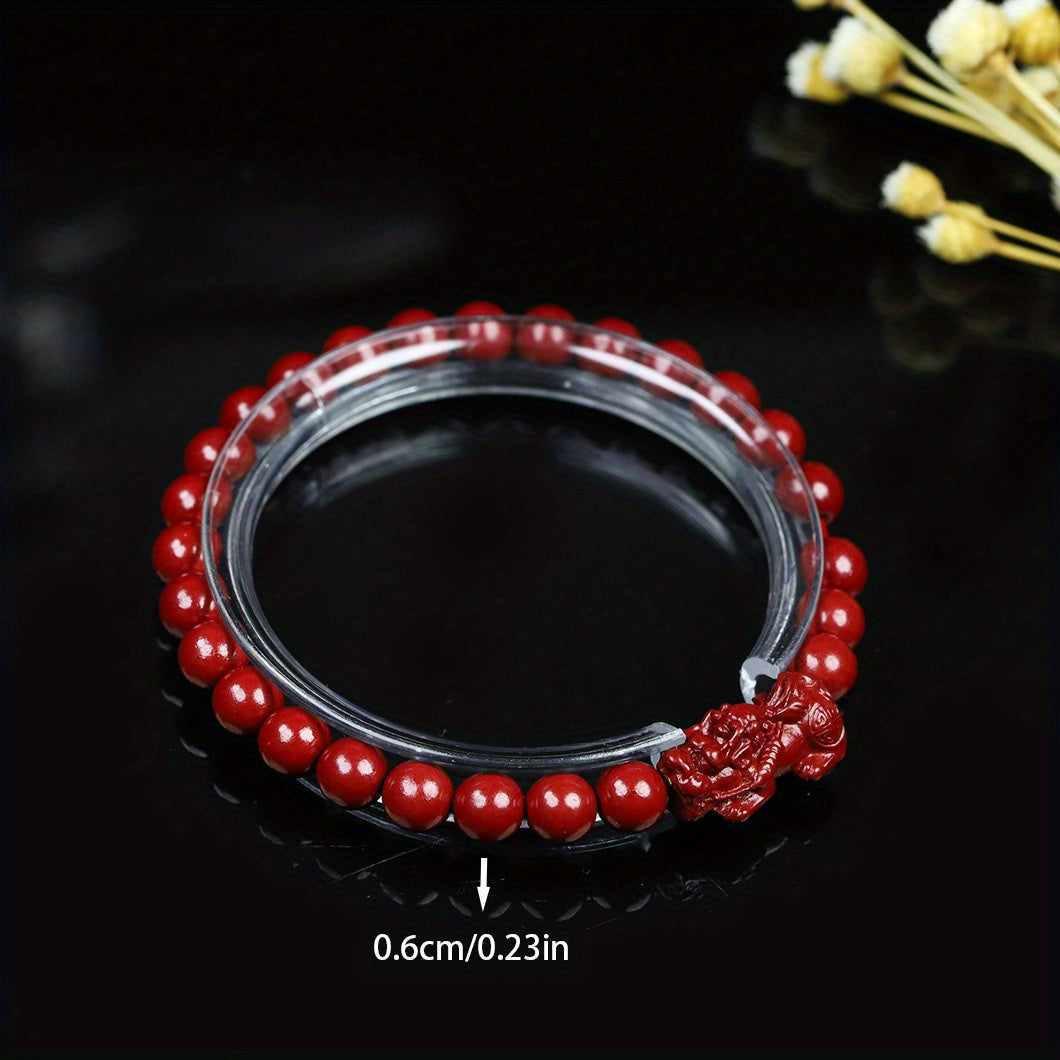 1pc Natural Cinnabar Bracelet Pixiu Bracelet Good Luck Bracelet