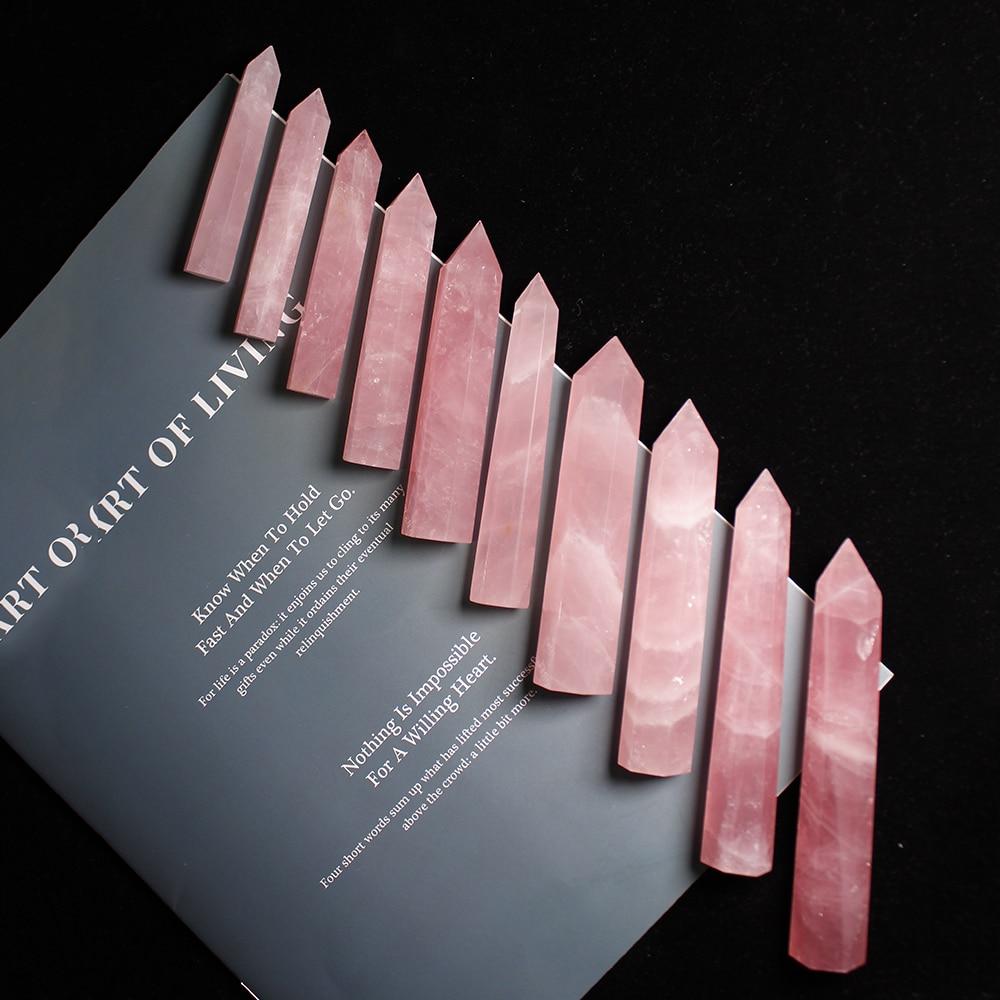 1pc Natural rose quartz crystal point  Pink crystal column Hand polished hexagon for Home Furnishing decoration