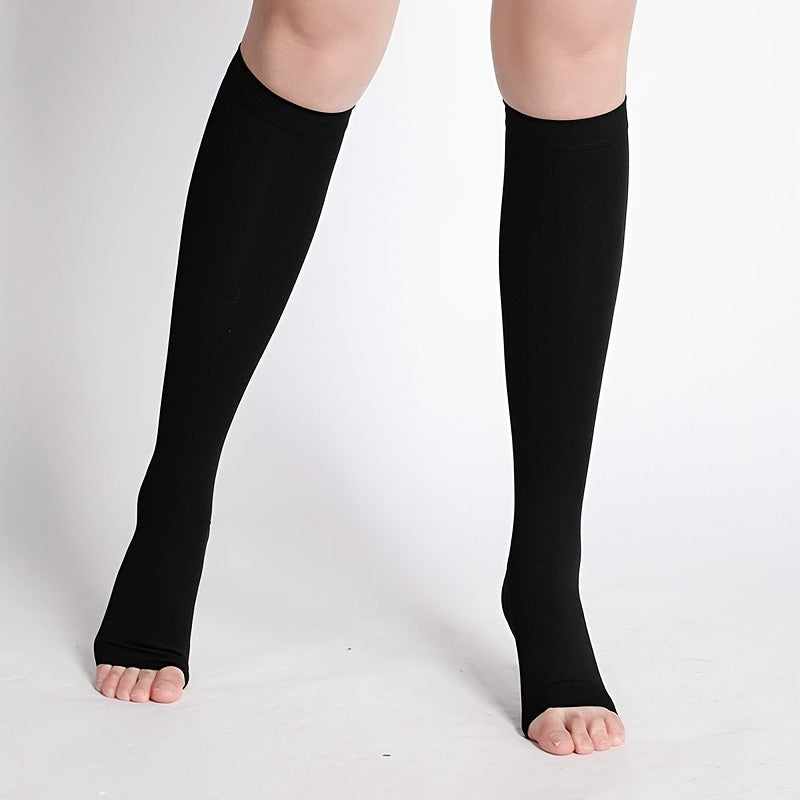 Second Level Compression Socks with Open Toe, Calf Slimming Tights, Plus Size S-5XL, Sports and Travel Care Socks for Long Standing