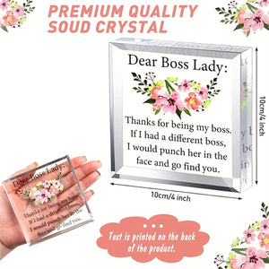 1pc, Boss Gifts Work Acrylic Boss Day Gifts For Women Gift For Female Boss Lady Desk Gifts Heart Shape Appreciation Gift Plaques Bosses Day Gifts For Boss's Paperweight