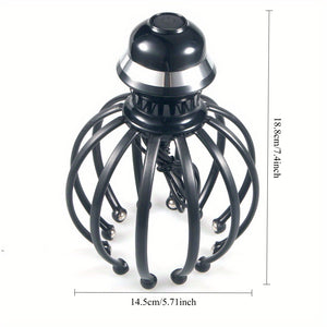 Octopus Electric Scalp Massager with 12 Claw Kneading Function - Relaxing Head Massage Device for Stress, USB, Lightweight Plastic Design, Perfect Gift for Family Members