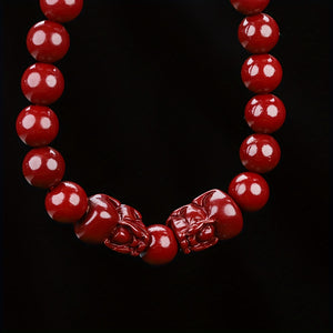 Natural Cinnabar Bracelet Cute Pixiu Bracelet Good Luck Bracelet