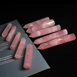 1pc Natural rose quartz crystal point  Pink crystal column Hand polished hexagon for Home Furnishing decoration