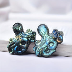 Beautiful Natural Labradorite Carving Wing Ornments Healing Crystal Skull Collectible Figurines Reiki Decor