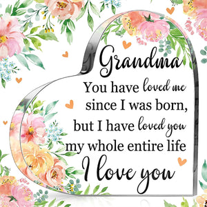 1pc, Grandma Birthday Gifts Grandma Gifts Acrylic Heart Grandma Sign From Granddaughter Grandson Loved Grandma Gifts For Grandparents Day (Watercolor Flower)