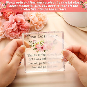 1pc, Boss Gifts Work Acrylic Boss Day Gifts For Women Gift For Female Boss Lady Desk Gifts Heart Shape Appreciation Gift Plaques Bosses Day Gifts For Boss's Paperweight