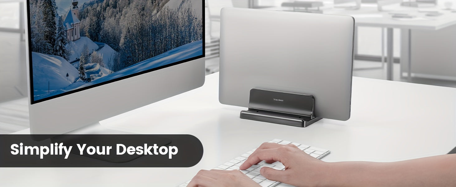 VAYDEER Dual-Slot Adjustable Vertical Laptop Stand Made Of Premium ABS Plastic 3 In 1 Design Space-Saving For All MacBook, Chromebook, Surfa