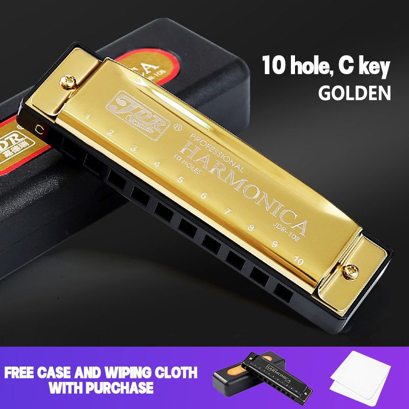 Professional Blues Harmonica 10 Holes C Key Blues Harp With Hard Case Perfect For Beginners Students Adults Professionals As Gifts