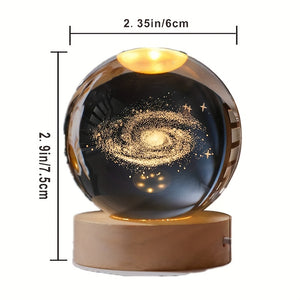 1pc Galaxy 3D Engraved Crystal Ball Night Light Ornament, For Boys Girls Friends Classmates Birthday Gift Creative Room Cosmic Glass Ball Ho