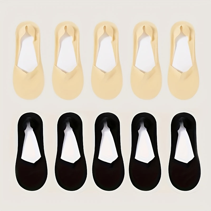 10 Pairs Of Ultra-thin Shallow Mouth Invisible Boat Socks Cool In Summer, Anti Slip And Sweat Absorbing Breathable Short Socks, High Heels And Socks