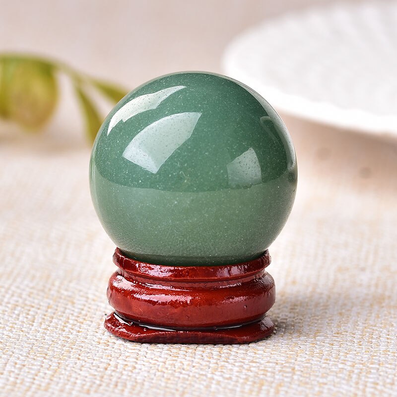 1PC Natural Crystal Ball Rose Quartz Tigers Eye Aventurine Stone Healing Quartz Beautiful Ball Home Decoration Free Wooden Frame