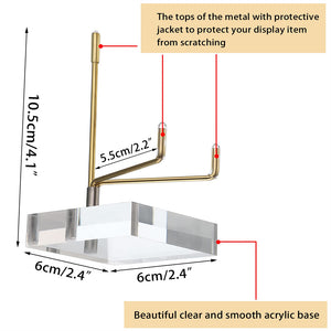 Adjustable Metal Arms Display Stand Easel with Acrylic Base Small Display Easel Holder for Fossil Coral Geodes Rock Mineral Agate Crystals Seashell and Small Collectibles